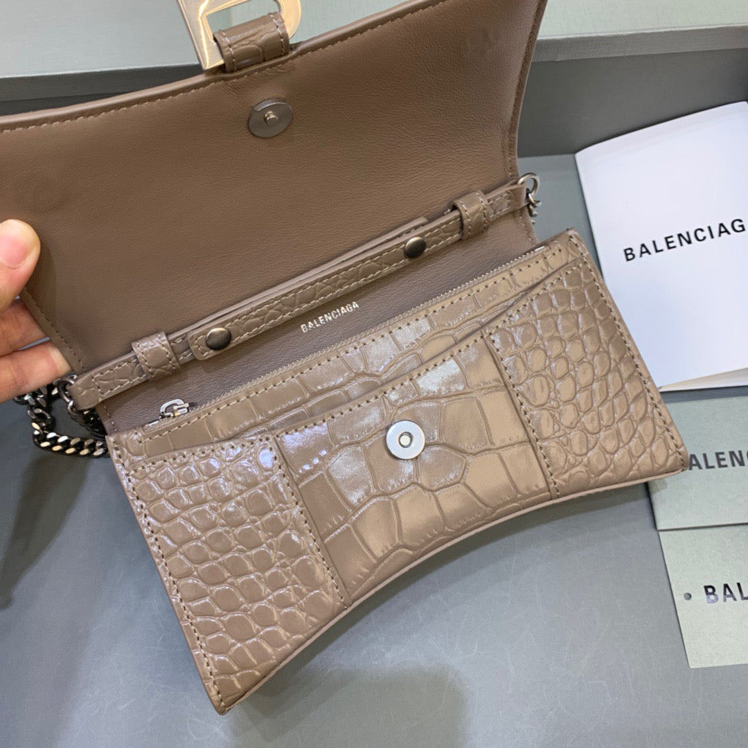Top Quality Downtown Small Shoulder Bag With Chain Brown, For Women,  Bags 11.8in/30cm