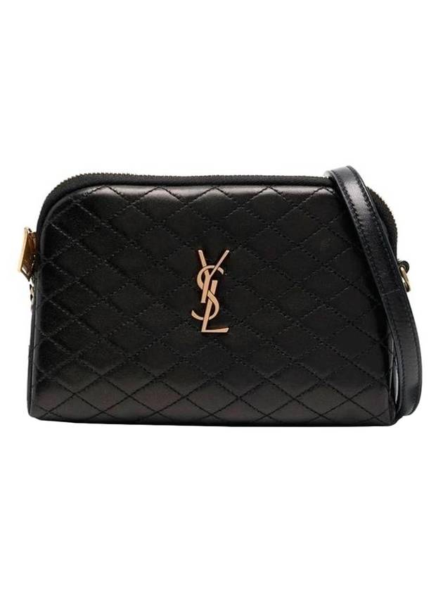 Luxury Saint Laurent Trending 2025 Gaby Quilted Lambskin Chain Cross Bag Black