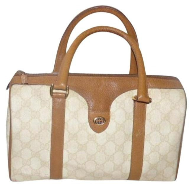 Gucci   Doctor S Ivory And Camel Large G Logo Leather Coated Canvas Satchel