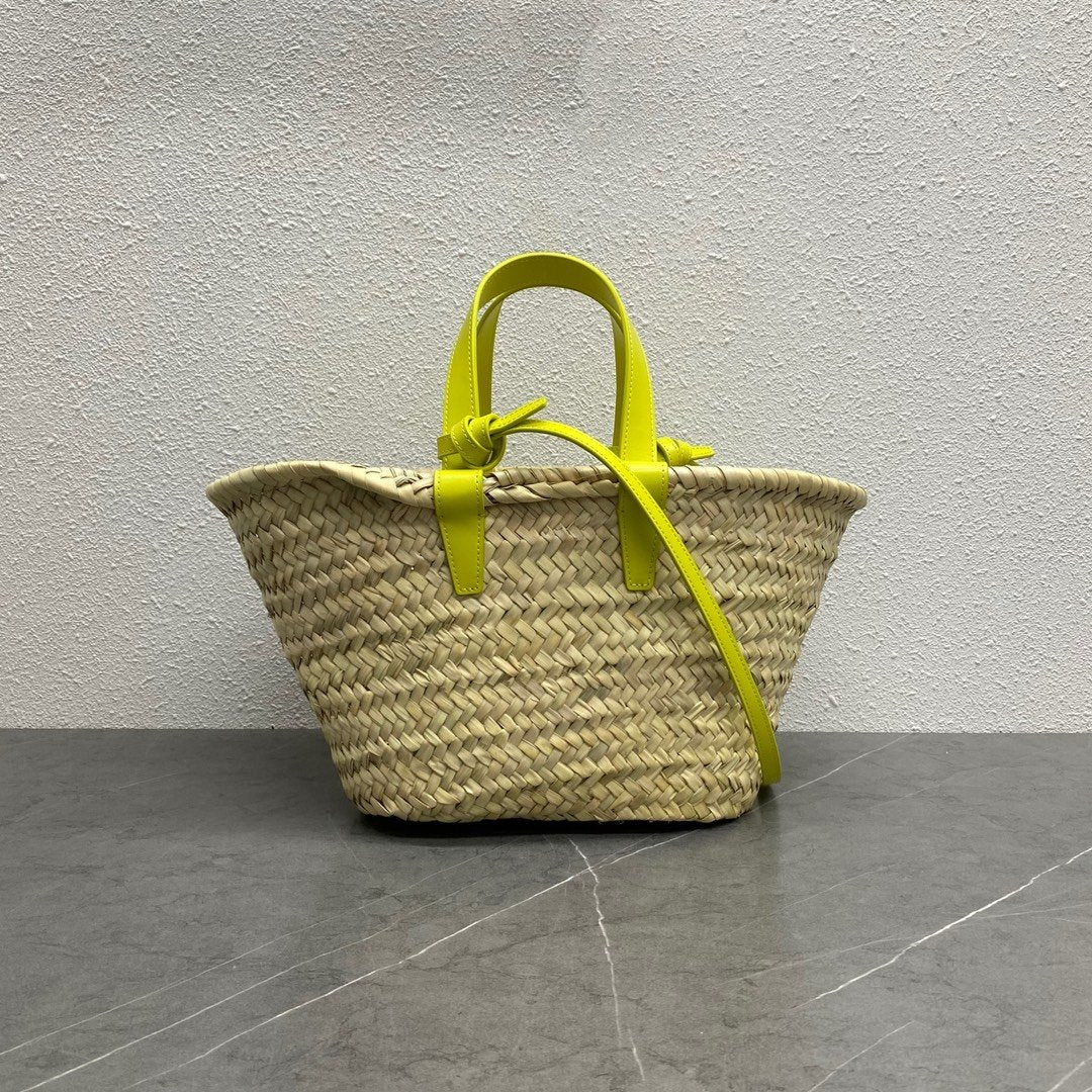 Top Quality Teen Triomphe Top Quality Classic Panier In Palm Leaves And Lizard Yellow For Women 8in/20cm 194004EH4.11CT