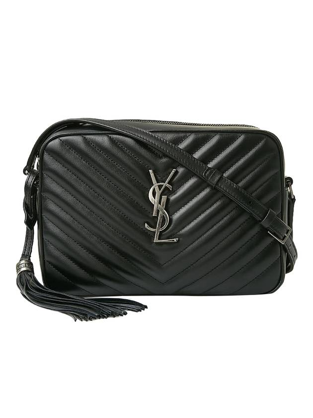 Luxury Saint Laurent Trending 2025 Silver Qualted Leather Lou Camera Shoulder Bag Black