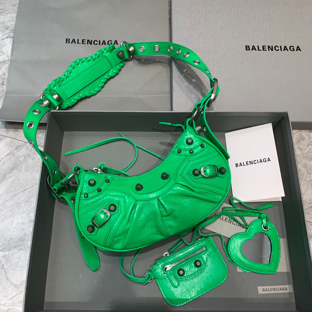 Top Quality Le Cagole XS Shoulder Bag In Green, For Women,  Bags 10.2in/26cm 6713091VG9Y3809