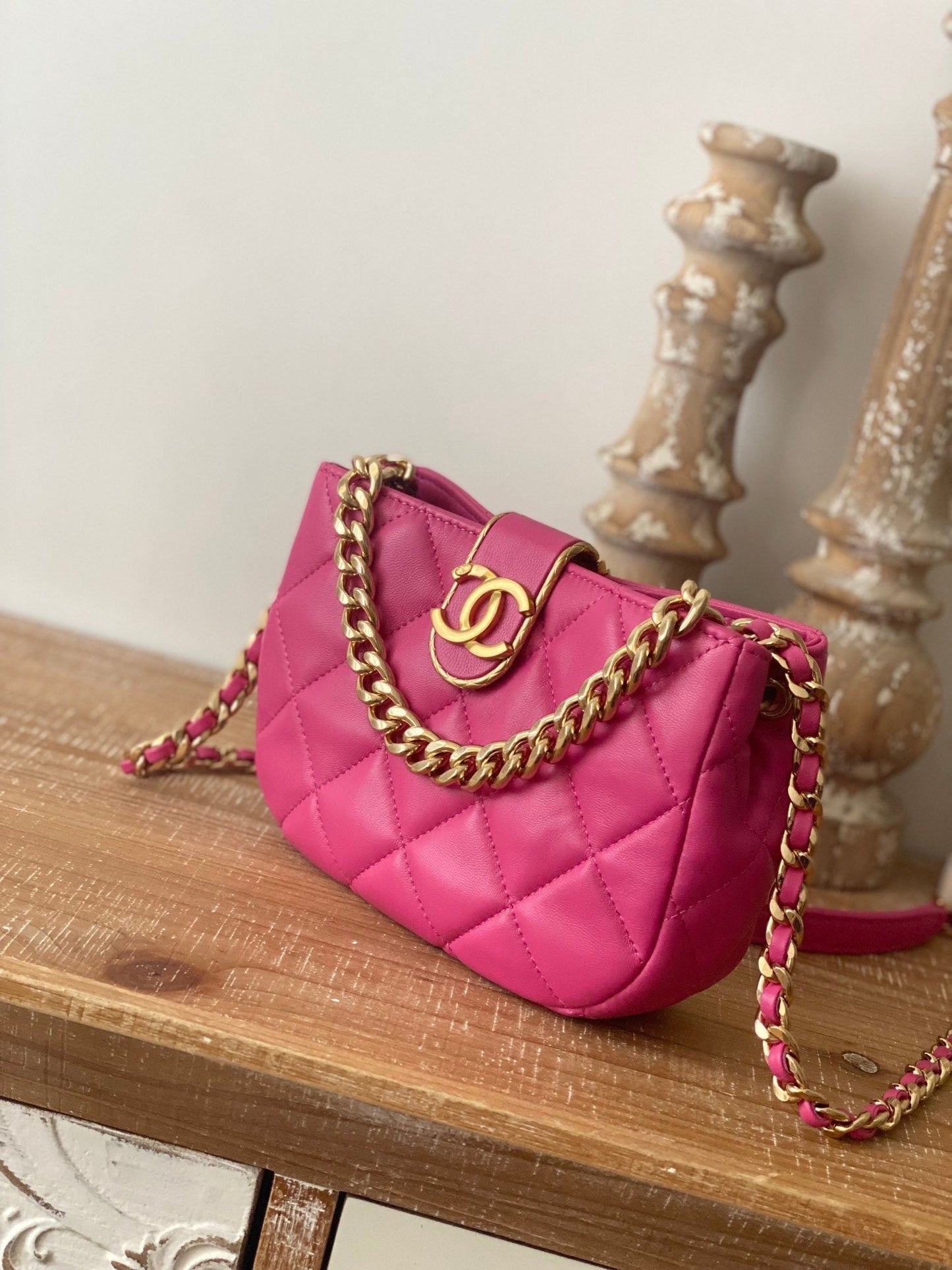 CHLSmall Hobo Bag Gold Hardware PiNike For Women Handbags, Shoulder Bags 7.5in/19cm