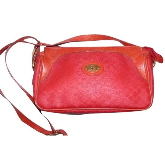 Gucci   Red Leather Small G Logo Coated Canvas Cross Body