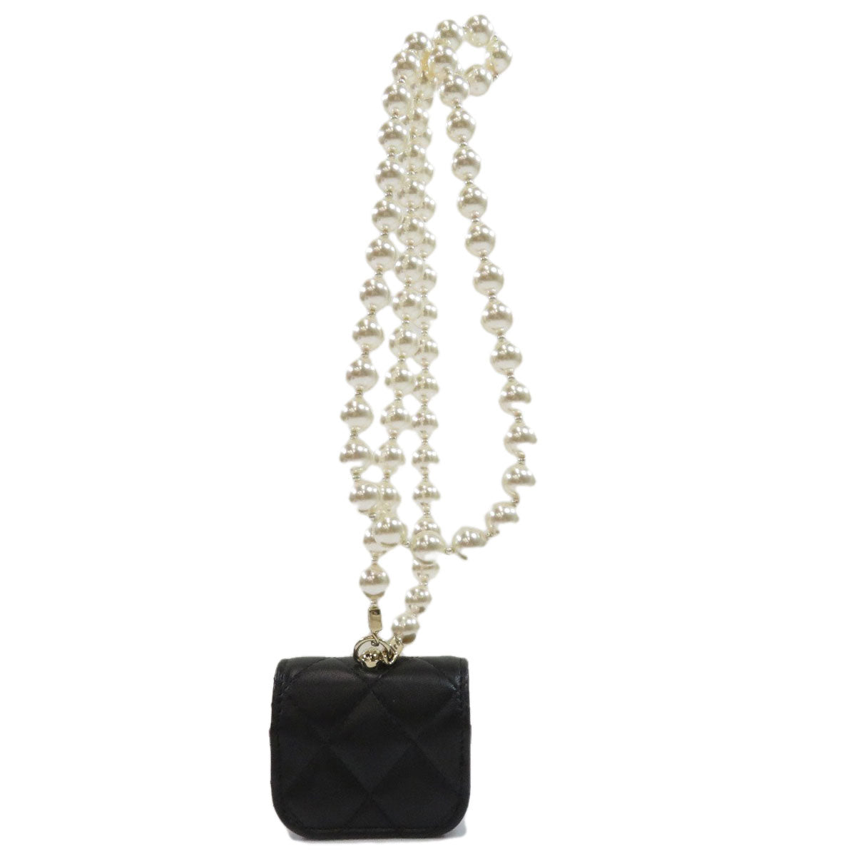 Chanel Airpods Case Silver Metal Fittings Accessory Calf