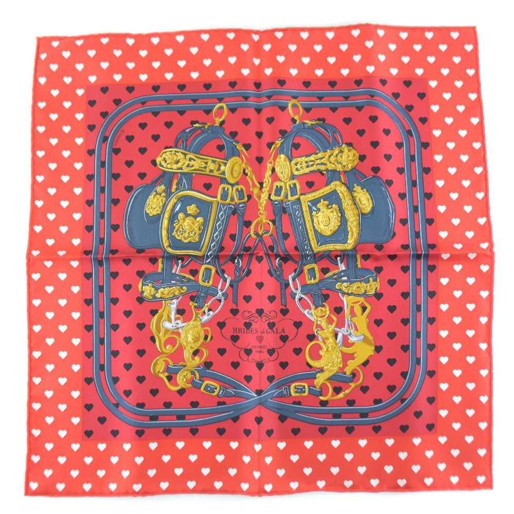HERMES scarf silk Red heart Carre42 Women  d