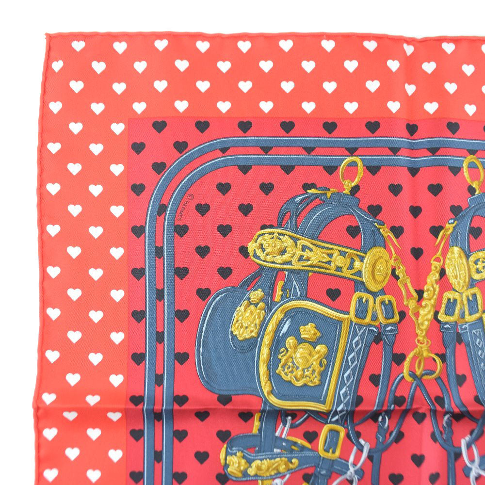 HERMES scarf silk Red heart Carre42 Women  d