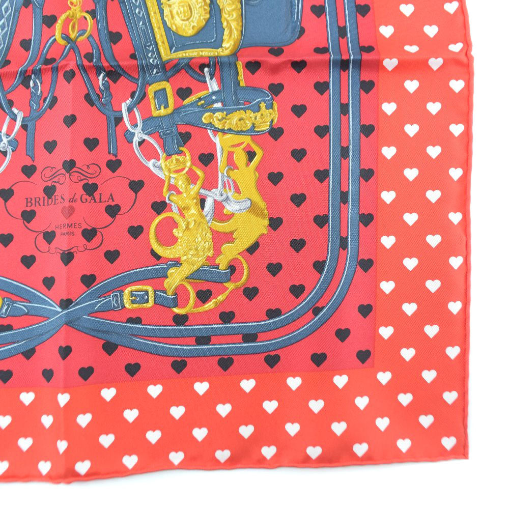 HERMES scarf silk Red heart Carre42 Women  d