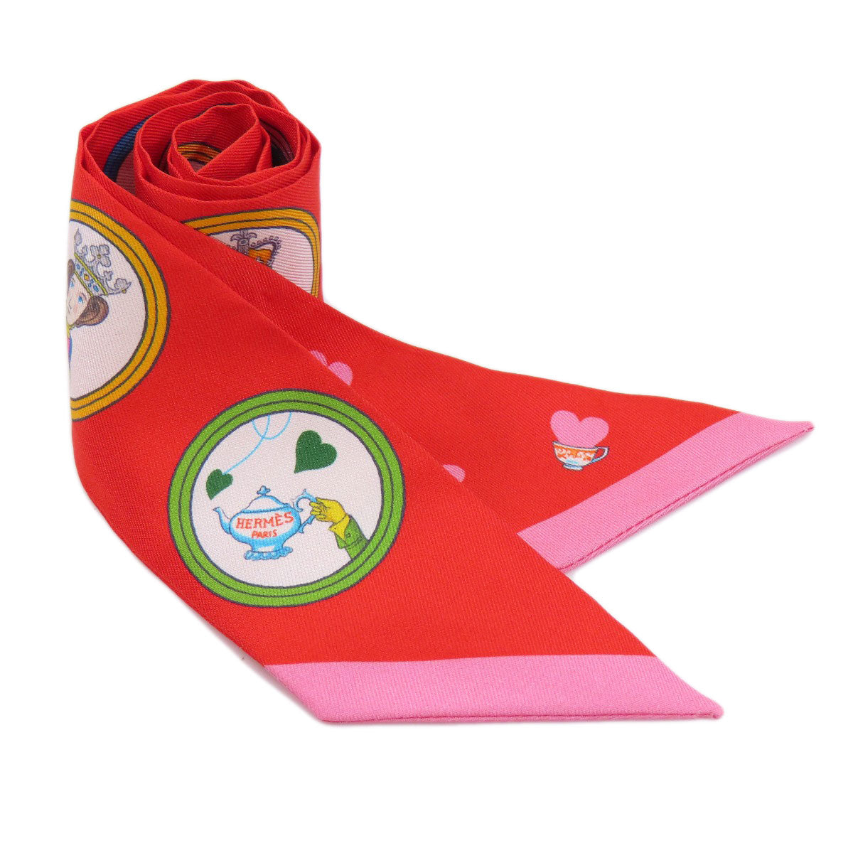 HERMES scarf silk Red Twilly Women  d