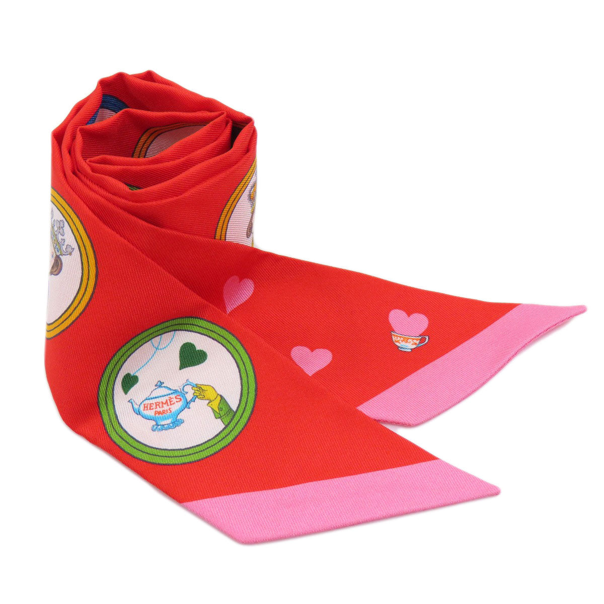 HERMES scarf silk Red Twilly Women  d