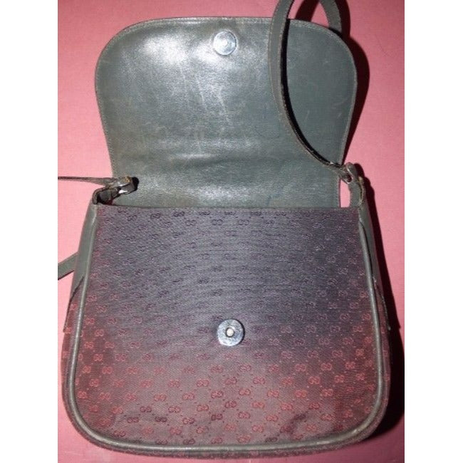 Gucci   Grey Leather And Canvas With Pinkish Red Small G Logo