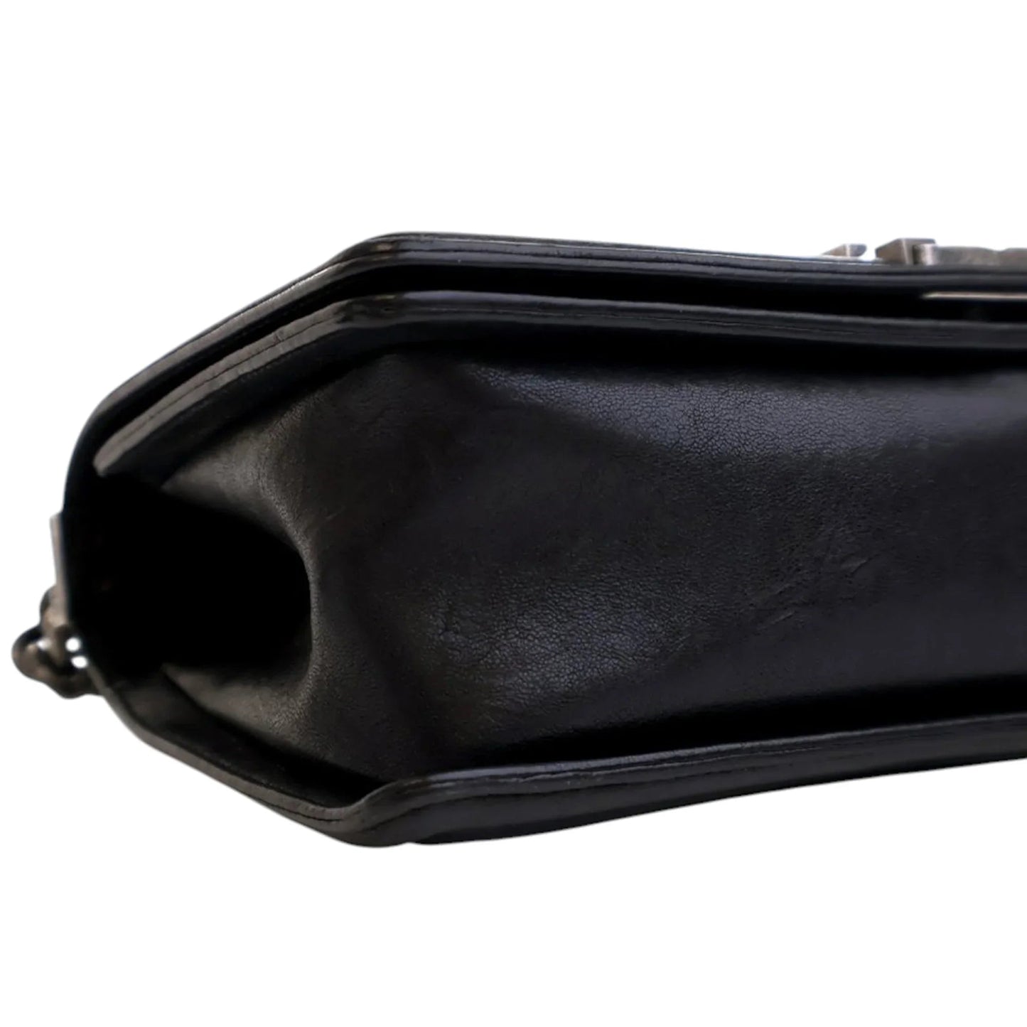 Black Chanel Old Medium Quilted Crumpled Calfskin Studded Boy Flap Crossbody Bag