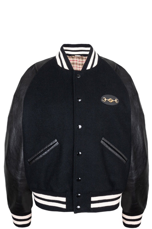 GUCCI Horsebit Varsity Jacket Cotton Black