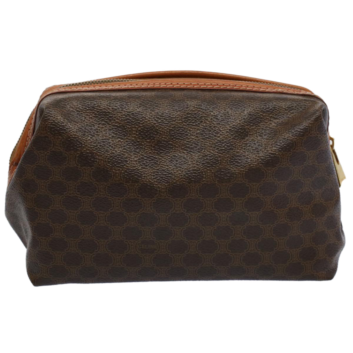 Luxury CELINE Macadam Canvas Pouch PVC Leather Brown  55629