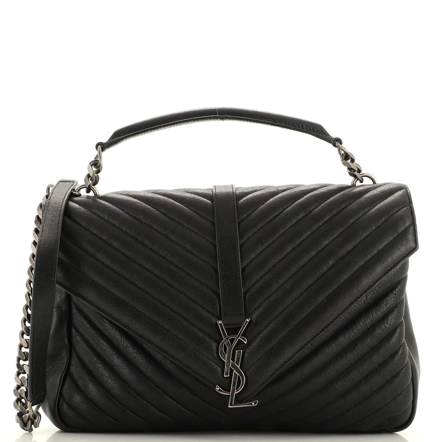 Luxury Saint Laurent Trending 2025 Classic Monogram College Bag Matelasse Chevron Leather Large