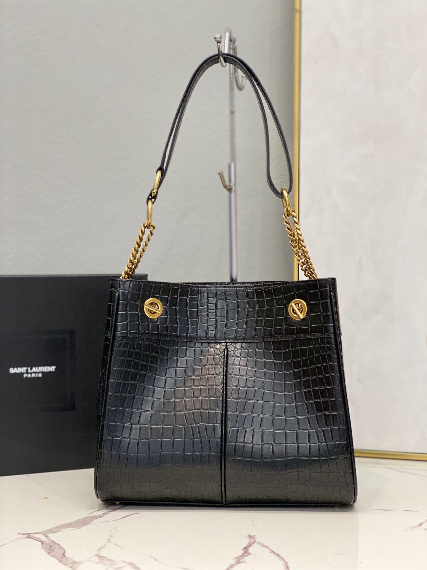 Top Quality Claude-Effect Tote Bag Black For Women 11in/28cm YSL 64028116J0W
