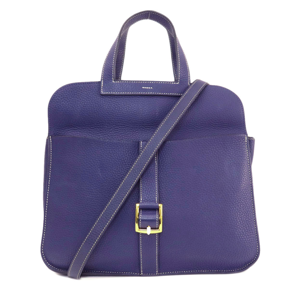 HERMES Shoulder Bag Taurillon Clemence Navy Arzan 31 Navy Gold Metal Women  d