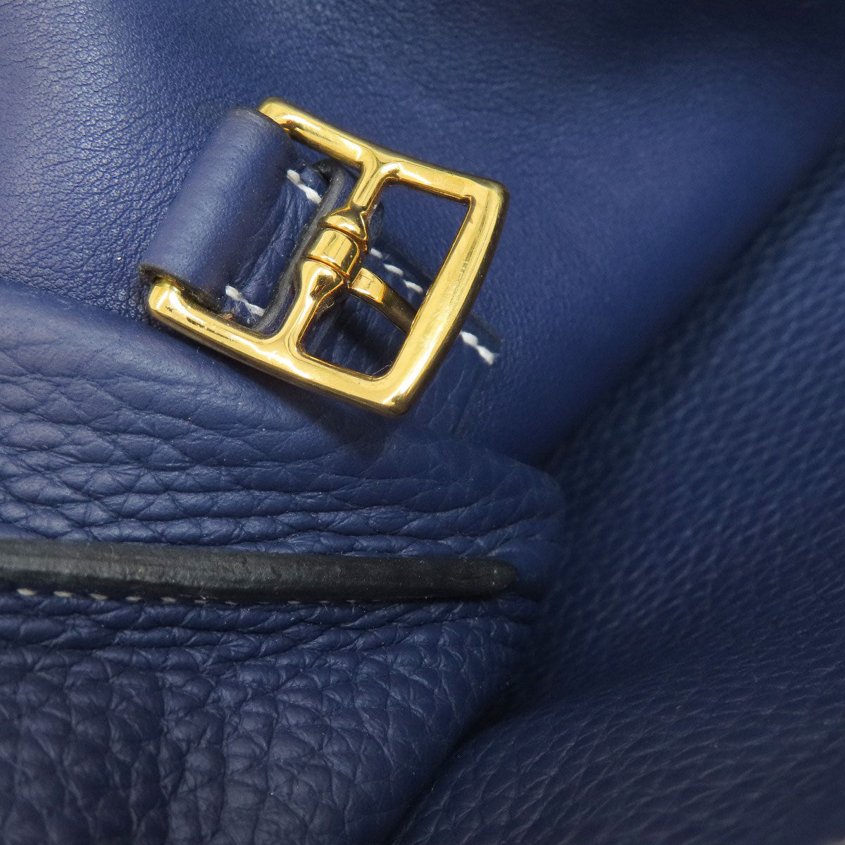 HERMES Shoulder Bag Taurillon Clemence Navy Arzan 31 Navy Gold Metal Women  d
