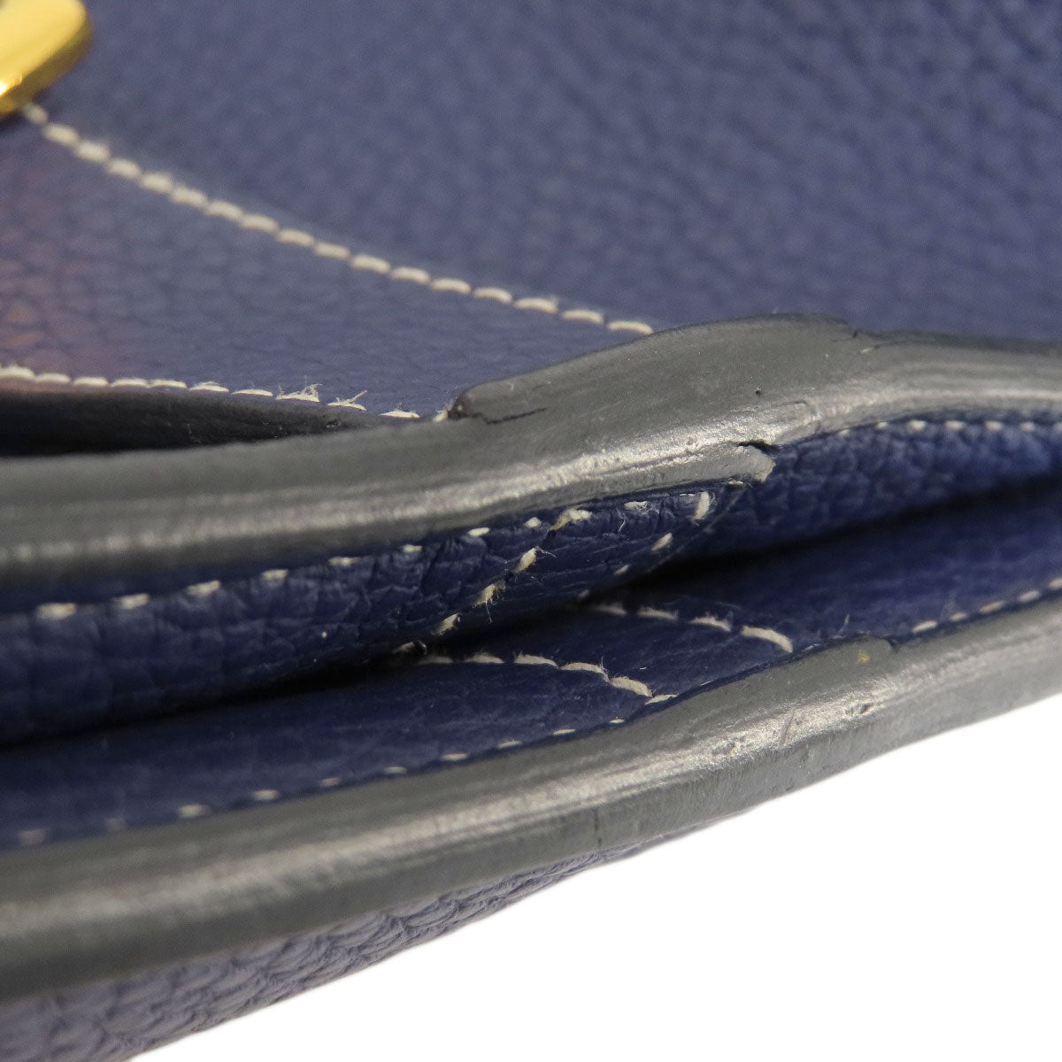HERMES Shoulder Bag Taurillon Clemence Navy Arzan 31 Navy Gold Metal Women  d