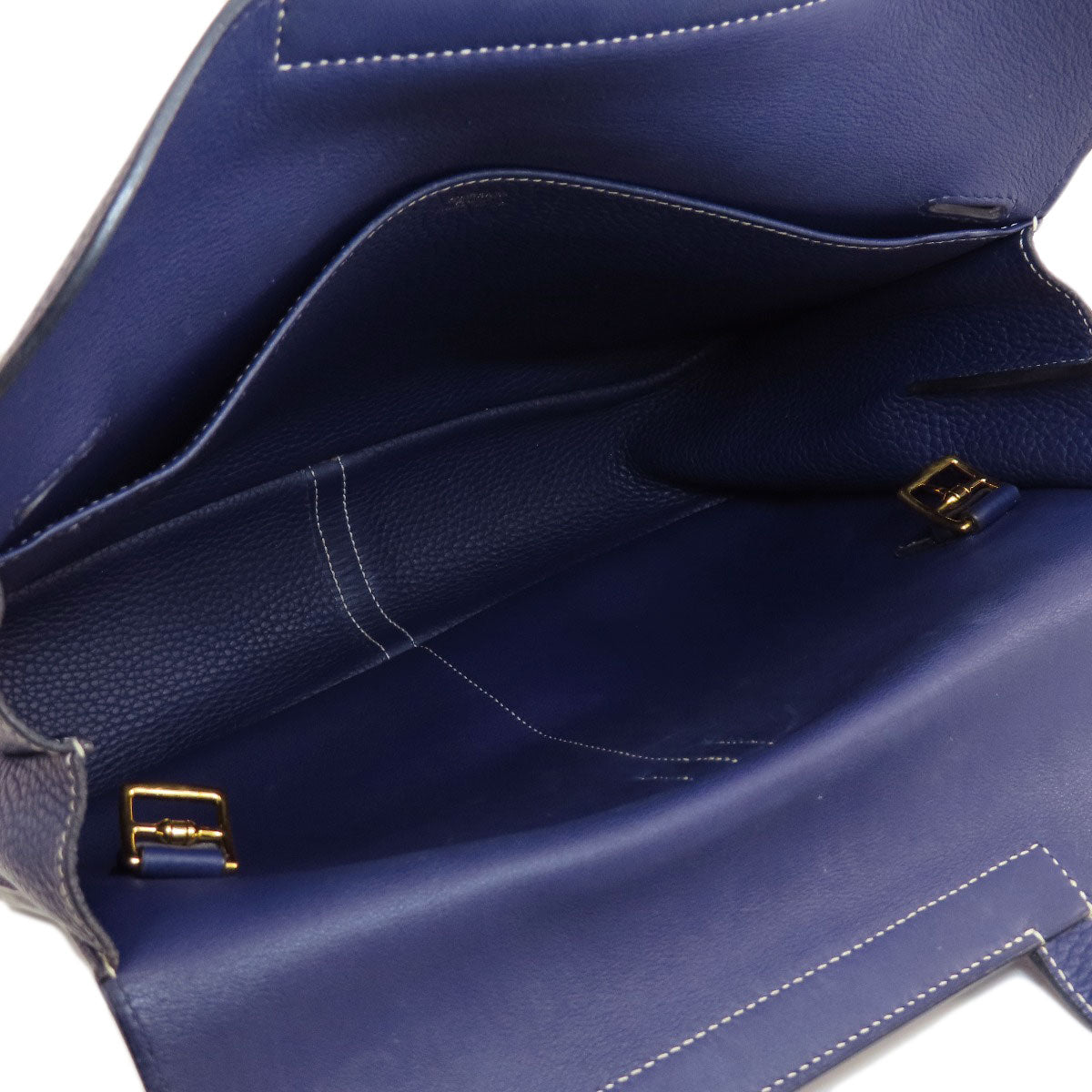 HERMES Shoulder Bag Taurillon Clemence Navy Arzan 31 Navy Gold Metal Women  d