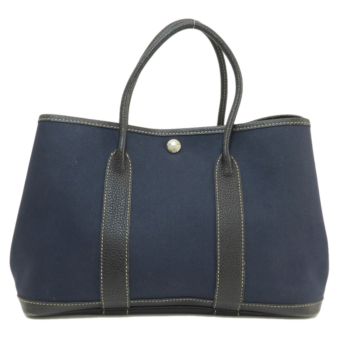 HERMES Tote Bag Towar Officche Navy Garden Party TPM Navy SilverMetal Women  d