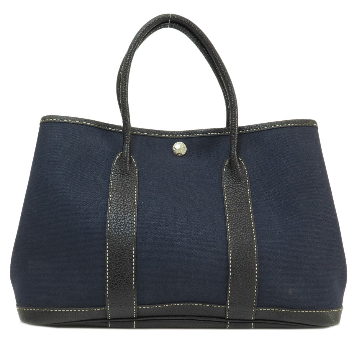 HERMES Tote Bag Towar Officche Navy Garden Party TPM Navy SilverMetal Women  d