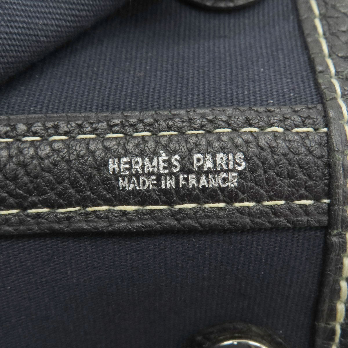 HERMES Tote Bag Towar Officche Navy Garden Party TPM Navy SilverMetal Women  d