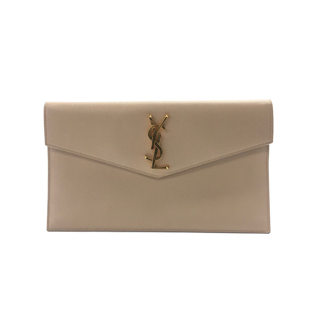 Saint Laurent Grain De Poudre Uptown Pouch Leather Clutch Bag