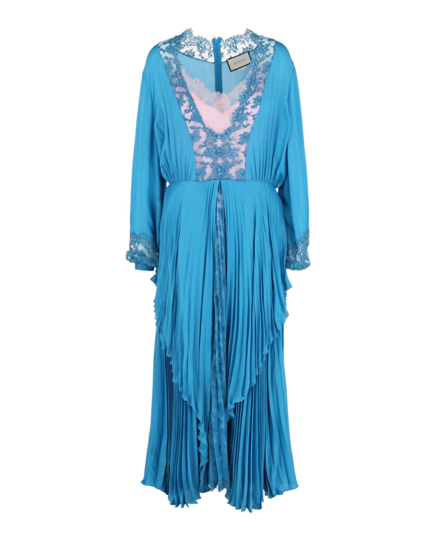 Gucci Womens Long-Sleeve Pleated Dress