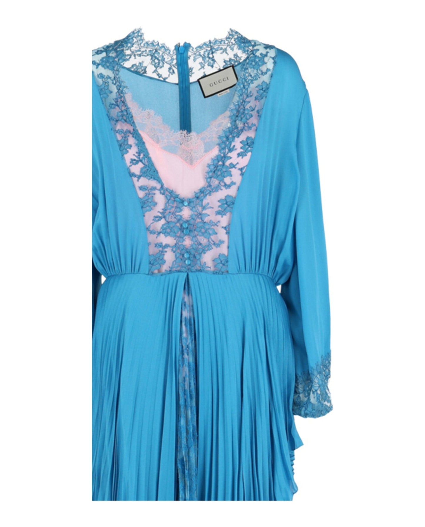 Gucci Womens Long-Sleeve Pleated Dress