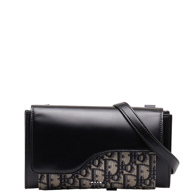 Dior Trotter Shoulder Wallet Black Beige Canvas Leather  Dior (Ginestapo)