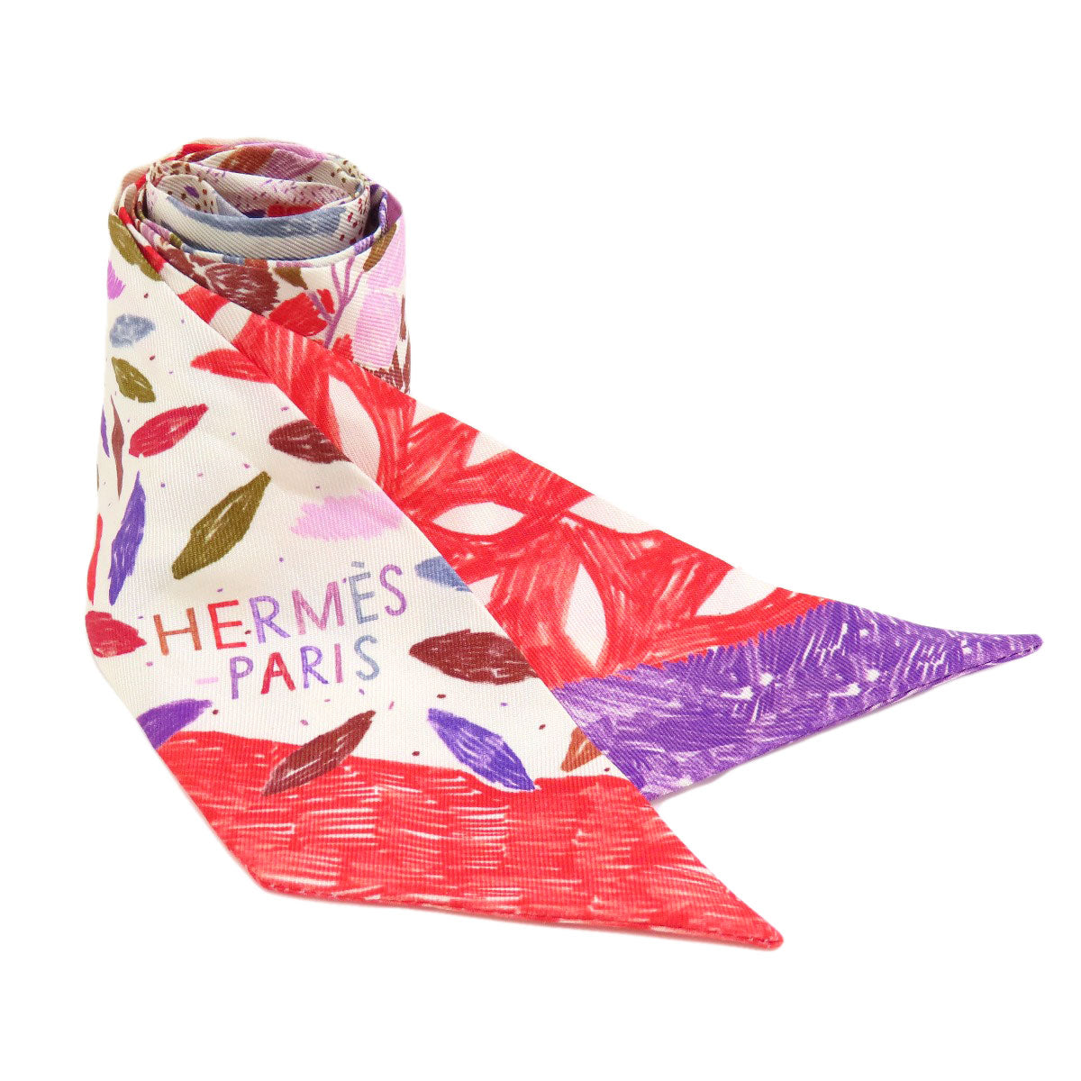 HERMES scarf silk Red Twilly Women  d