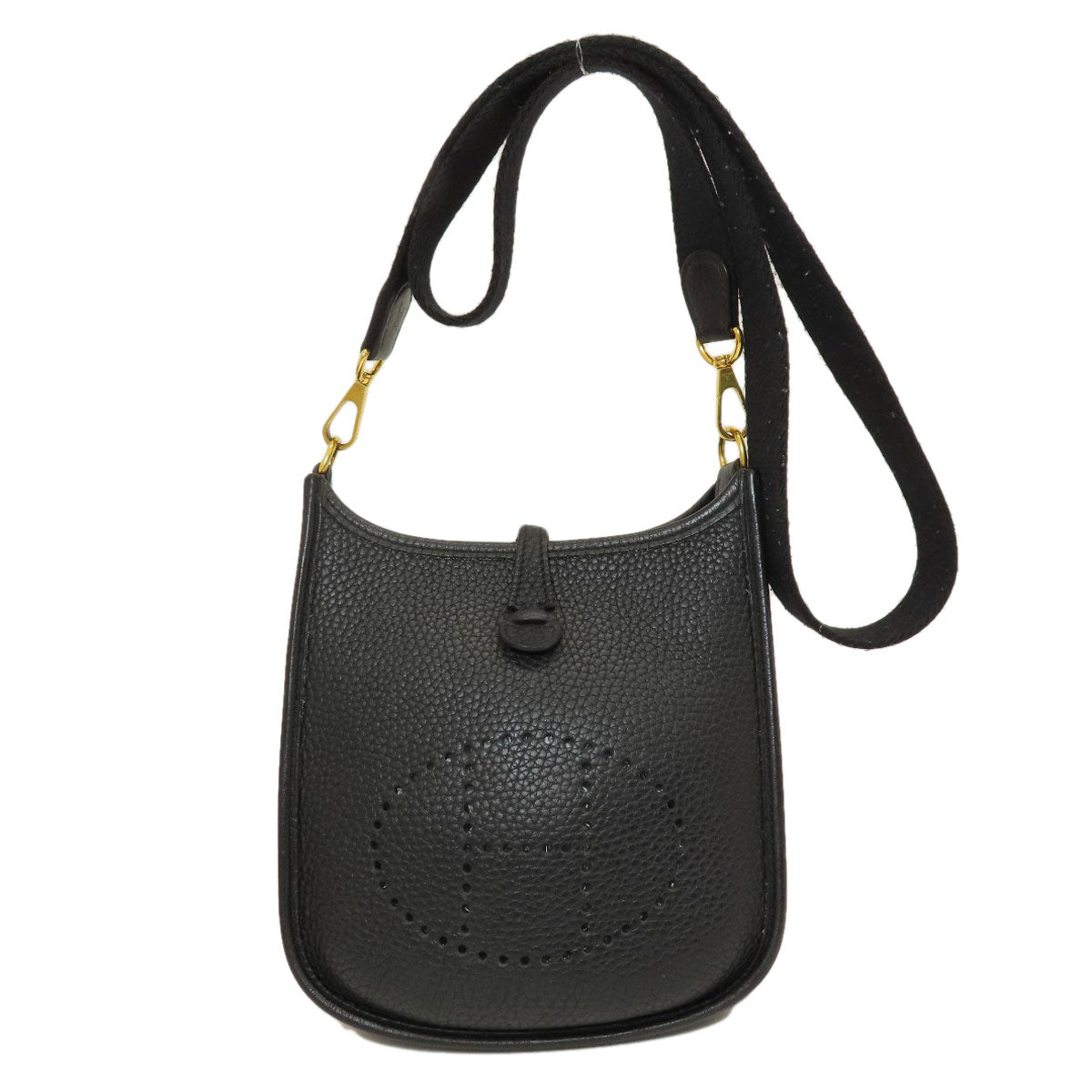 HERMES Shoulder Bag Taurillon Clemence black Evelyn TPM Black Gold Metal Women  d