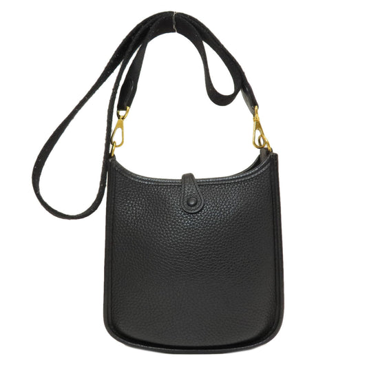 HERMES Shoulder Bag Taurillon Clemence black Evelyn TPM Black Gold Metal Women  d
