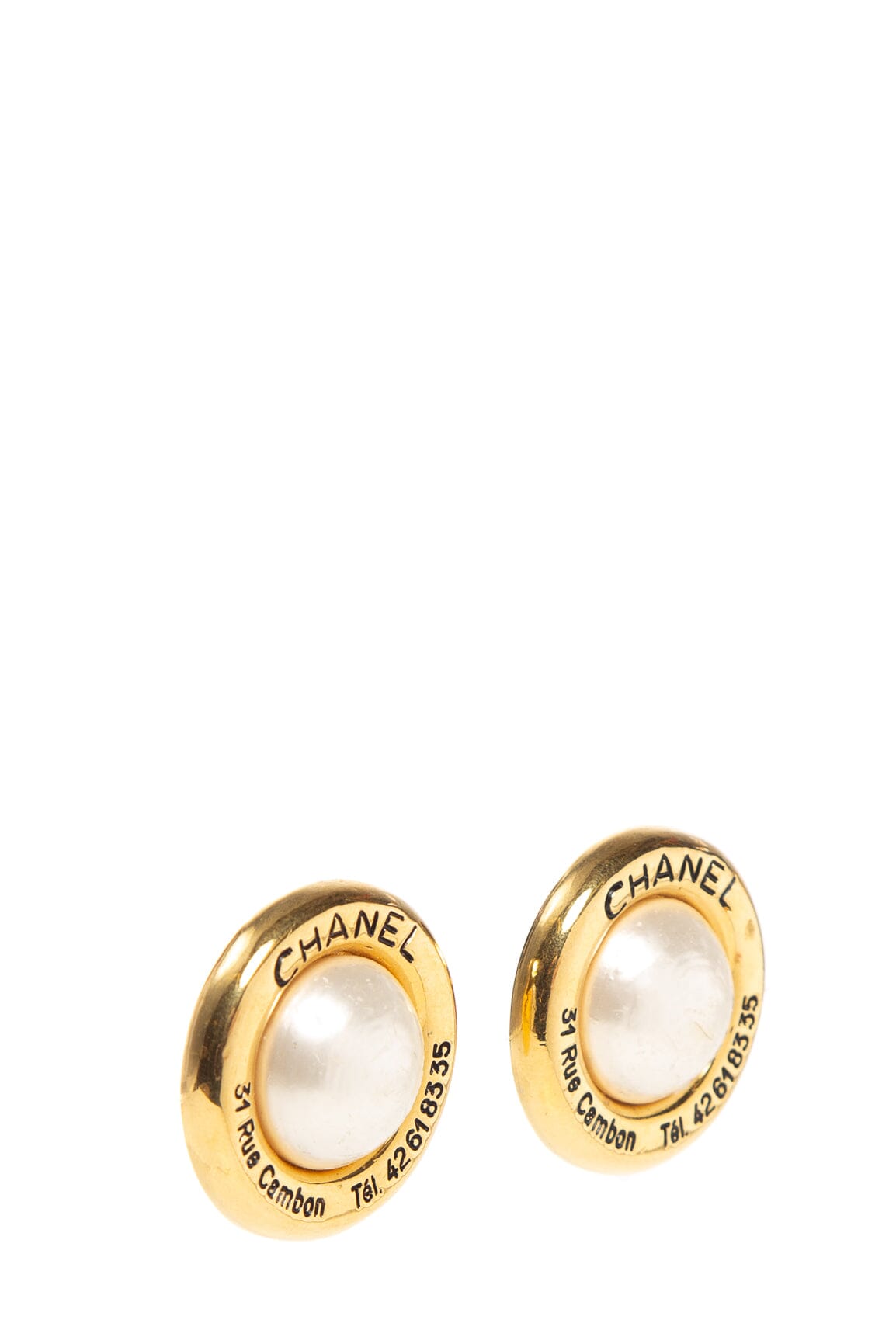 Chanel 31 Rue Cambon Gold Tone Metal Clip On Earrings
