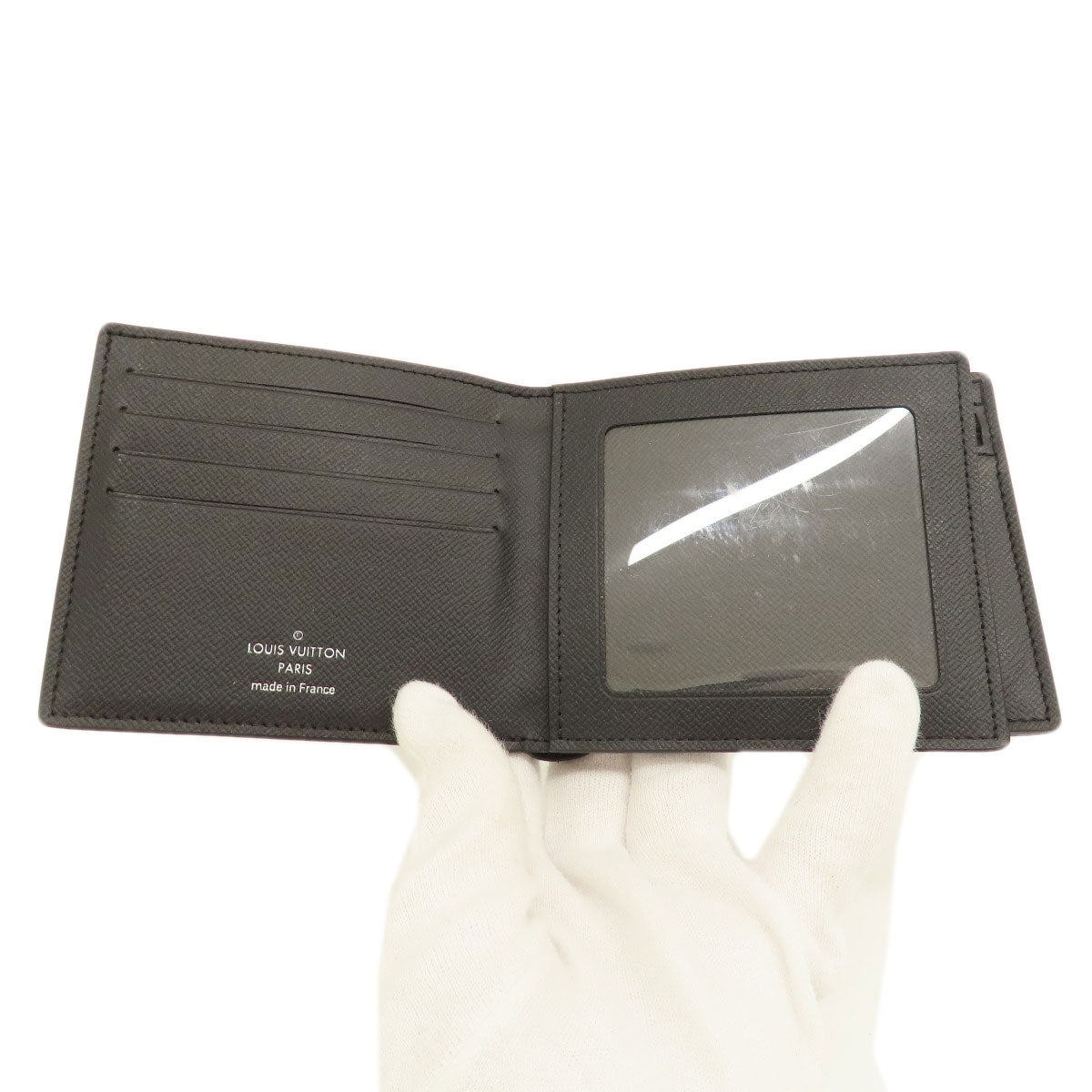 LOUIS VUITTON Bifold Wallet M62045 Taiga Leather black Portefeuille Amerigo NM mens  d