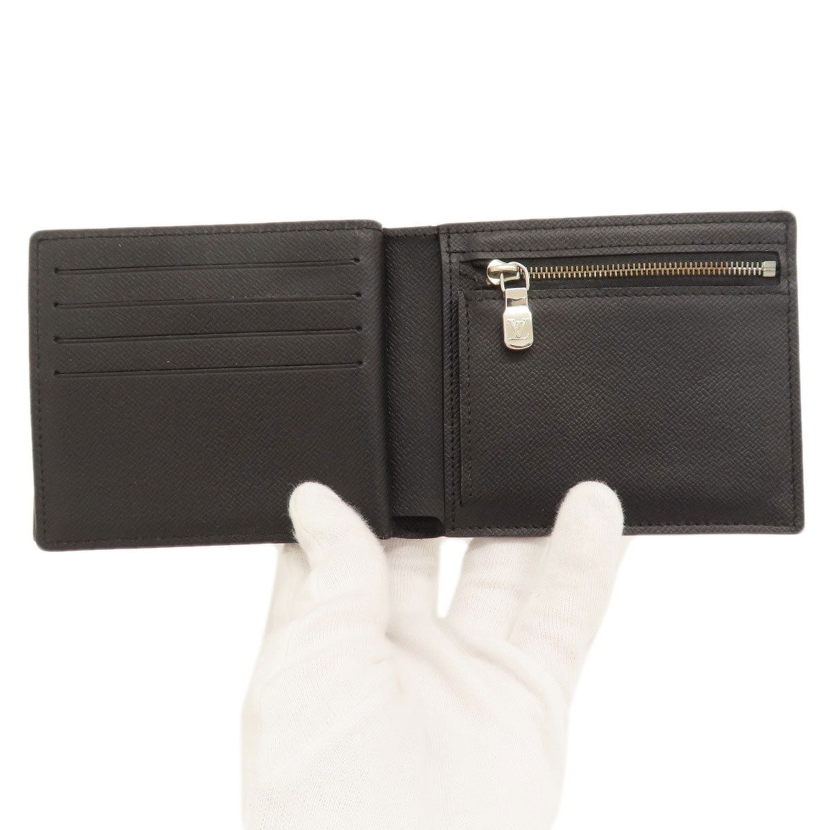 LOUIS VUITTON Bifold Wallet M62045 Taiga Leather black Portefeuille Amerigo NM mens  d