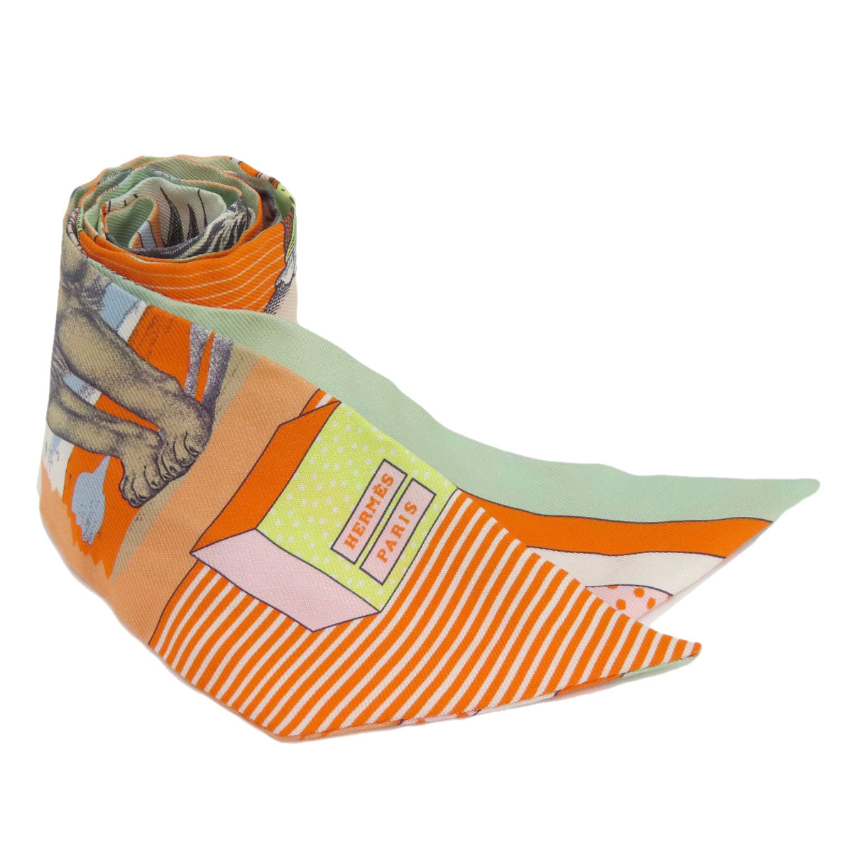 HERMES scarf silk Orange Twilly Women  d