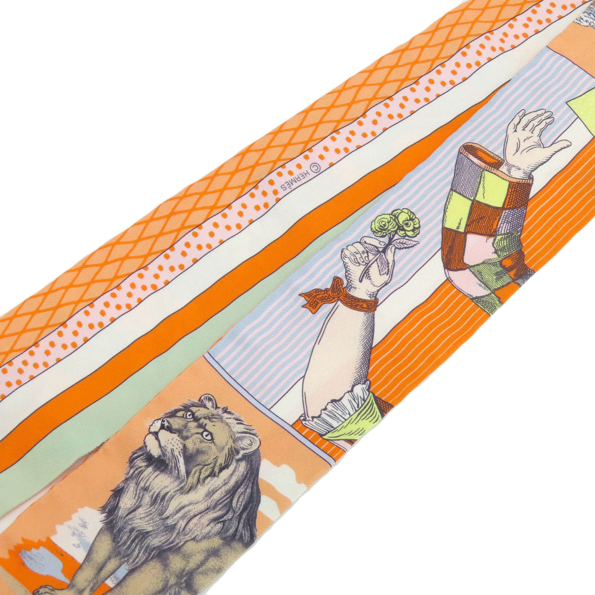 HERMES scarf silk Orange Twilly Women  d