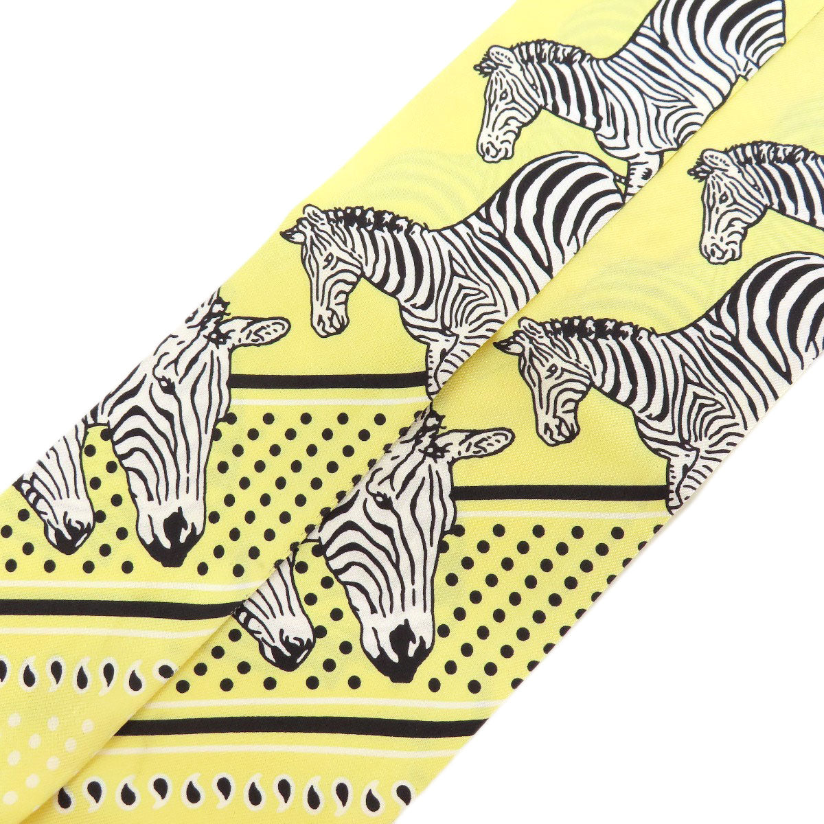 HERMES scarf silk yellow Twilly zebra motif Women  d