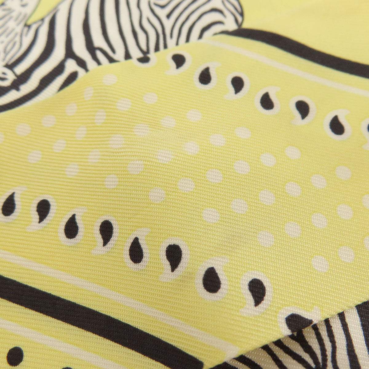 HERMES scarf silk yellow Twilly zebra motif Women  d