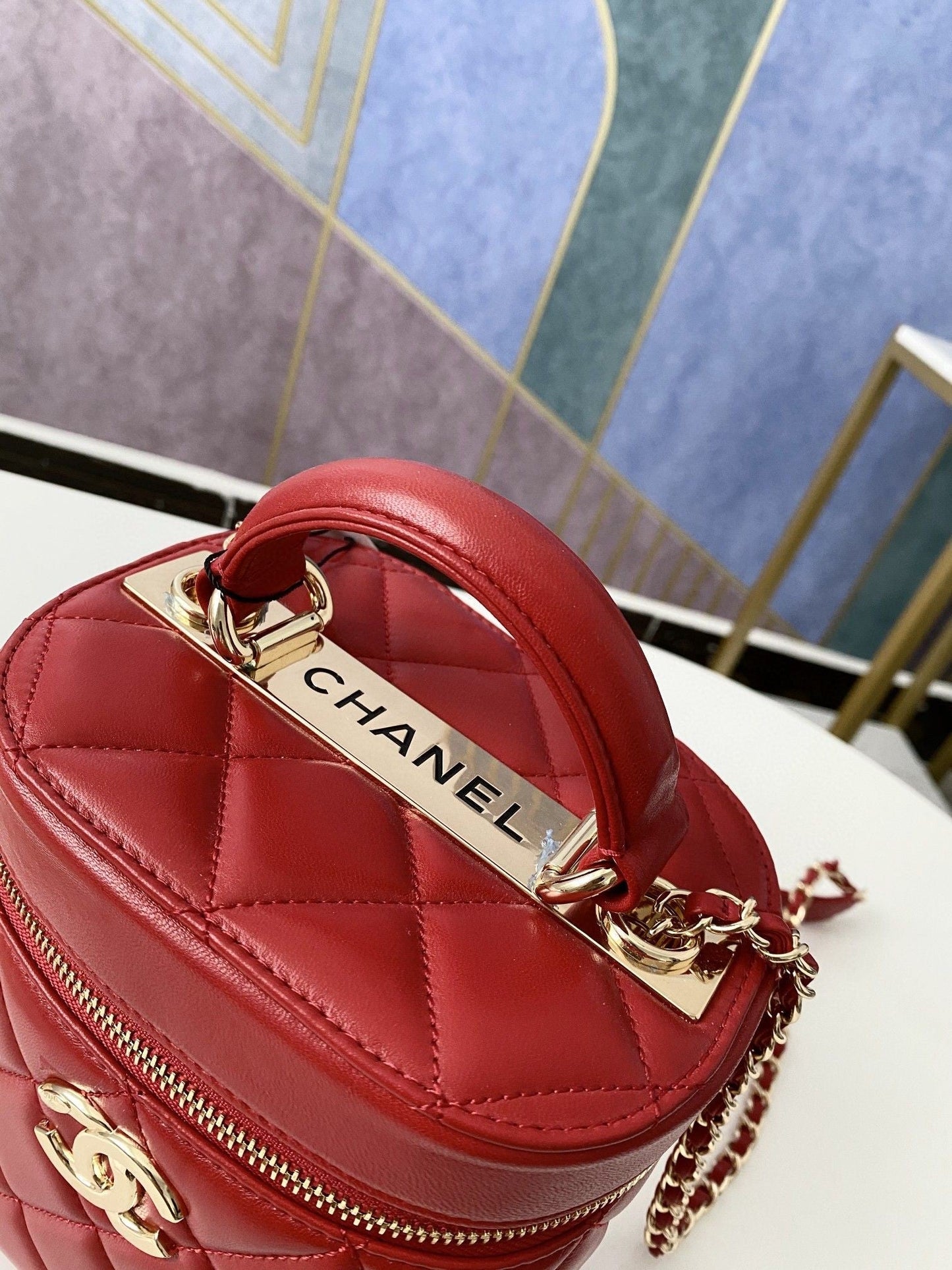 CHLVanity Case Gold Hardware Burgundy For Women Handbags, Shoulder Bags 9.4in/24cm 