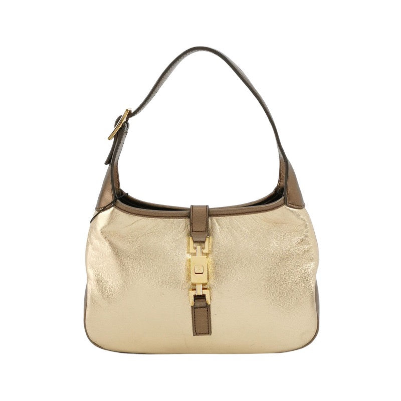 Gucci Jackie   Mini Gold Lambskin Leather Brown Calfskin Leather