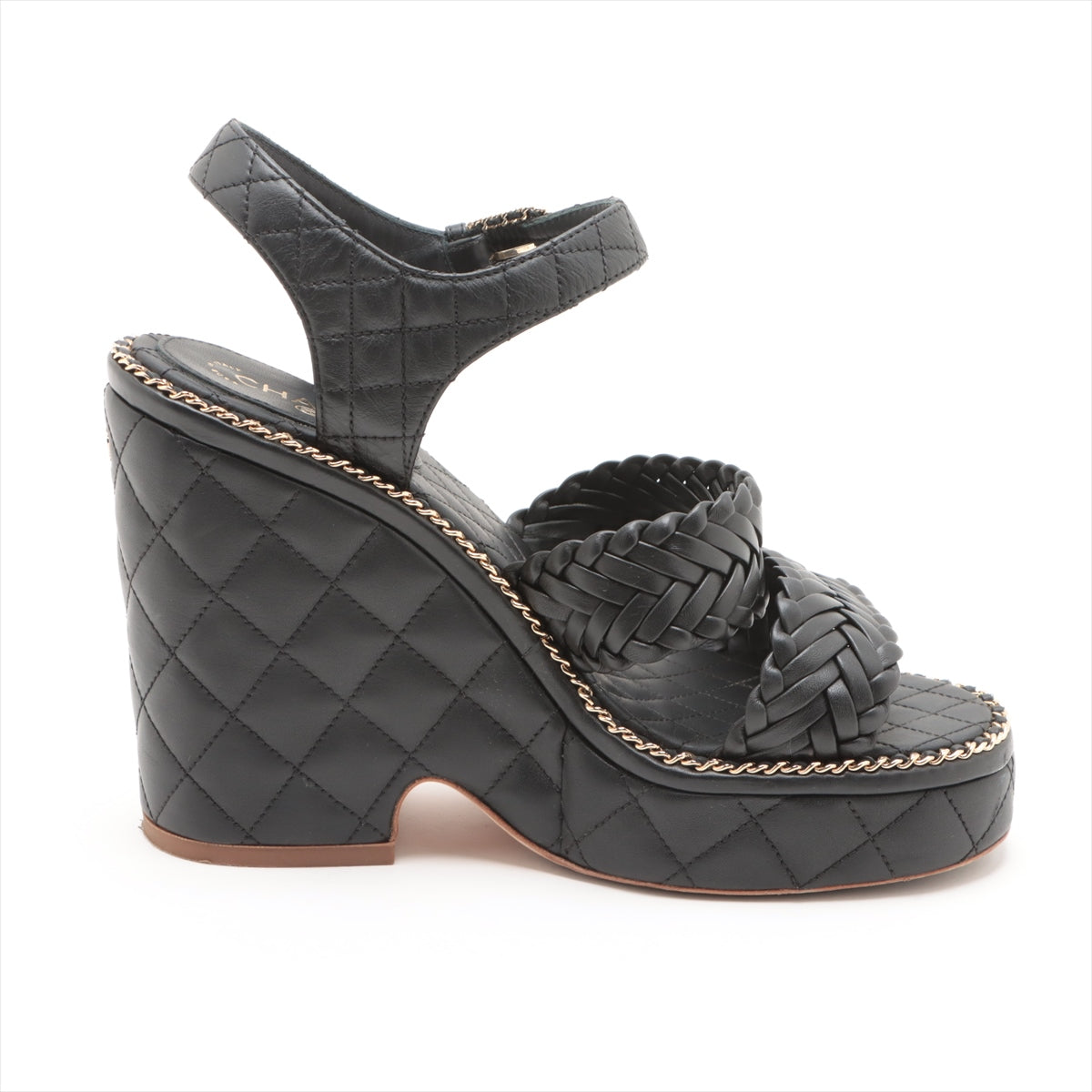 Chanel Coco Matrasse Leather Sandal 37  Black G30758