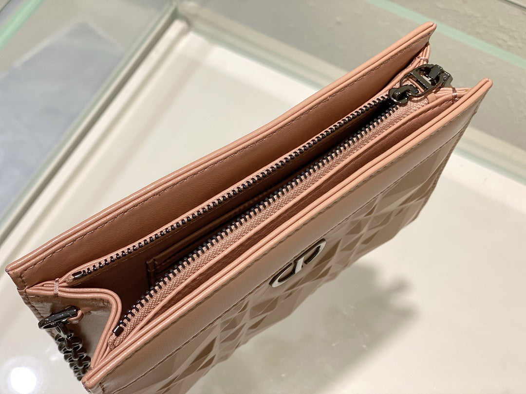Top Quality Caro Zipped Pouch With Chain Pink, For Women, Womens Handbags 7.5in/19cm CD