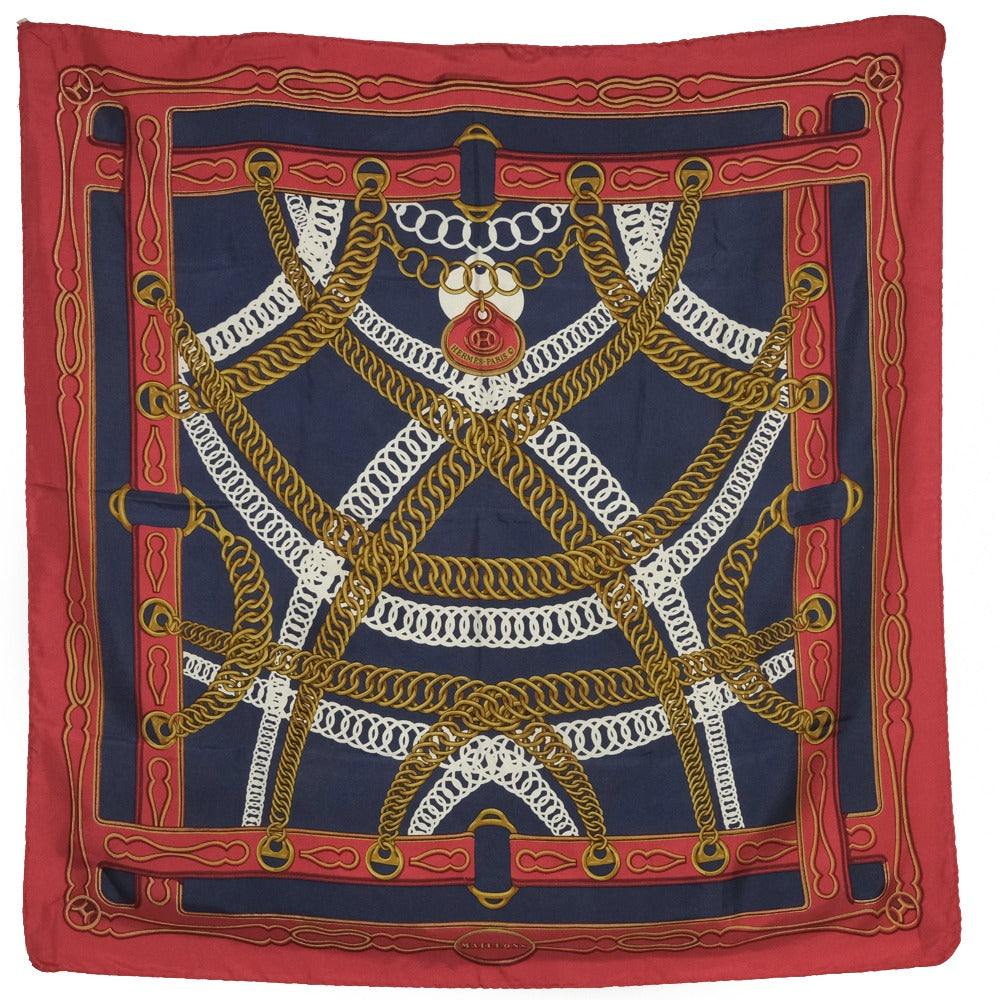 HERMES scarf silk Red and blue Carre90 Women  d