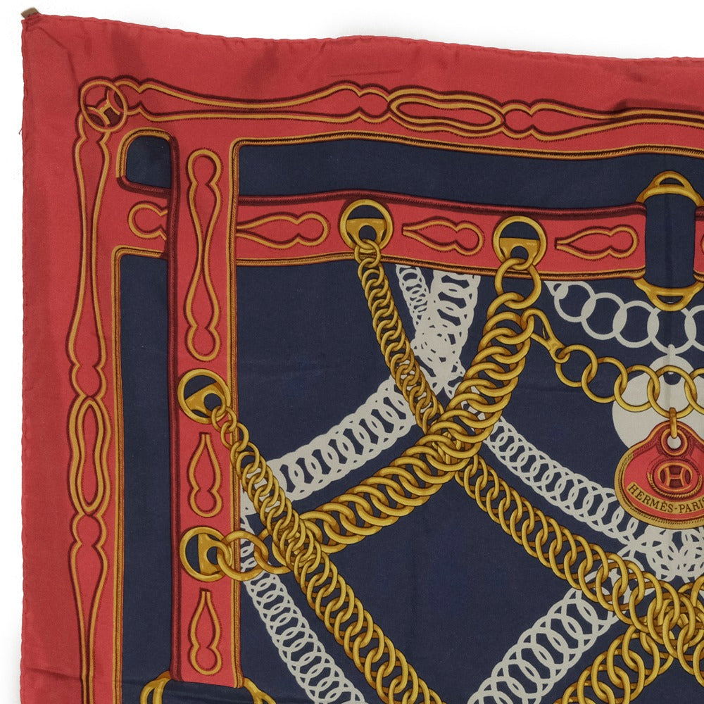 HERMES scarf silk Red and blue Carre90 Women  d
