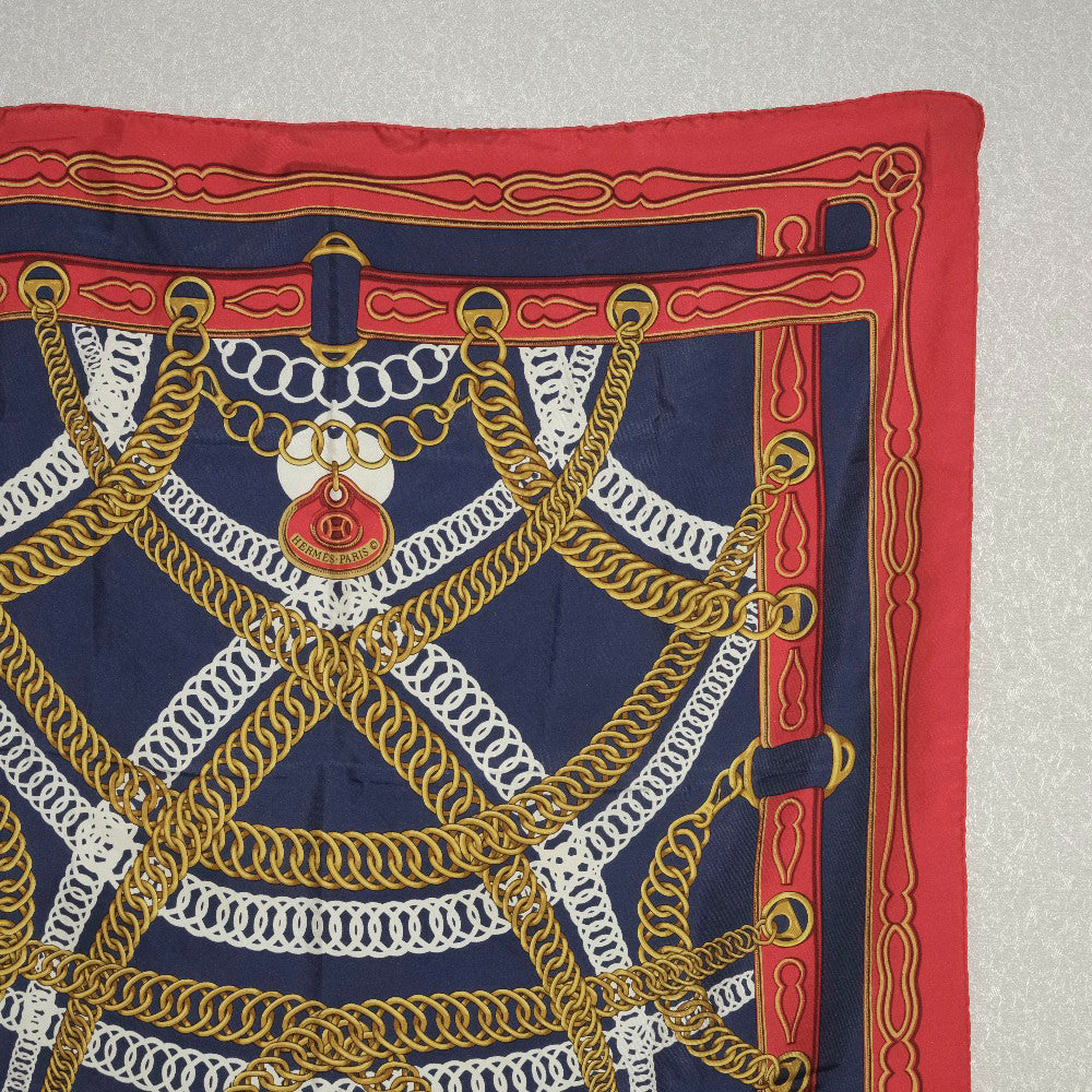 HERMES scarf silk Red and blue Carre90 Women  d