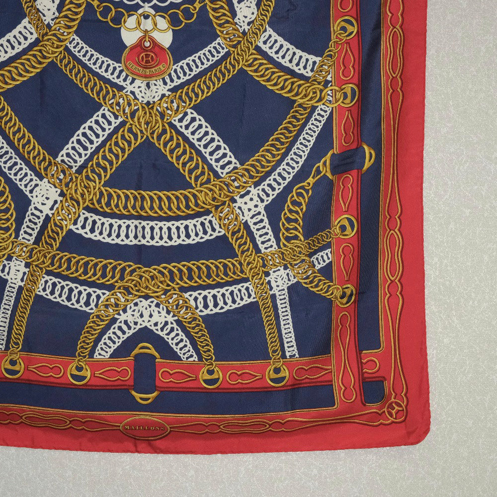 HERMES scarf silk Red and blue Carre90 Women  d