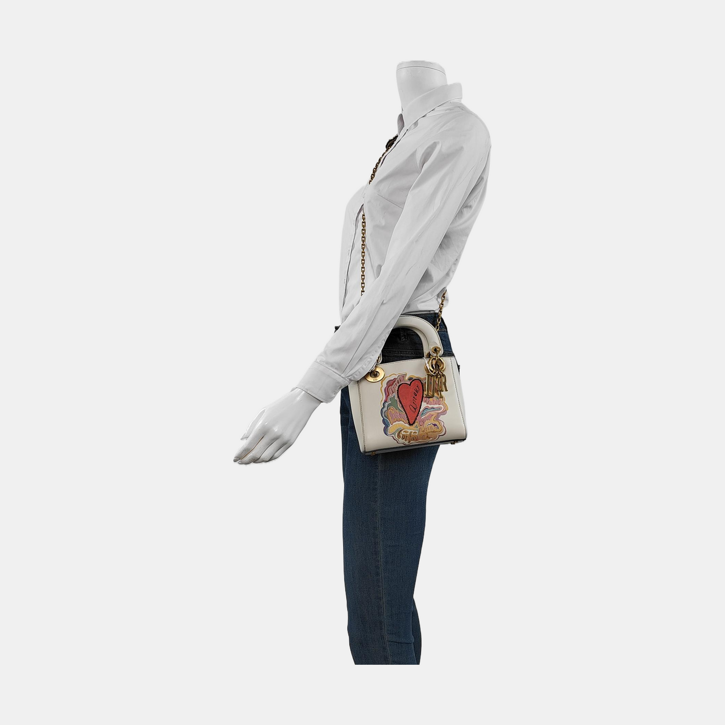 Lady Dior Mini 2018 x Niki De Saint Phalle Dioramour White Leather Gold Hardware